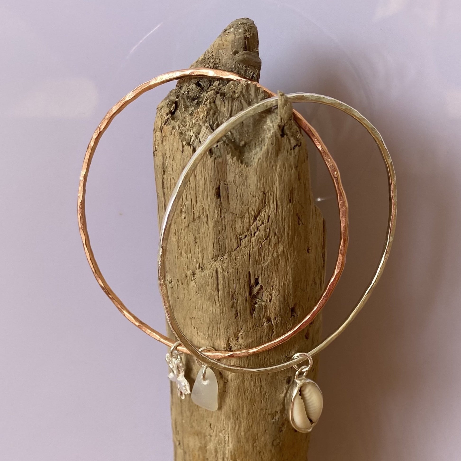 Copper Bangle with Charm - Love Beach Beads