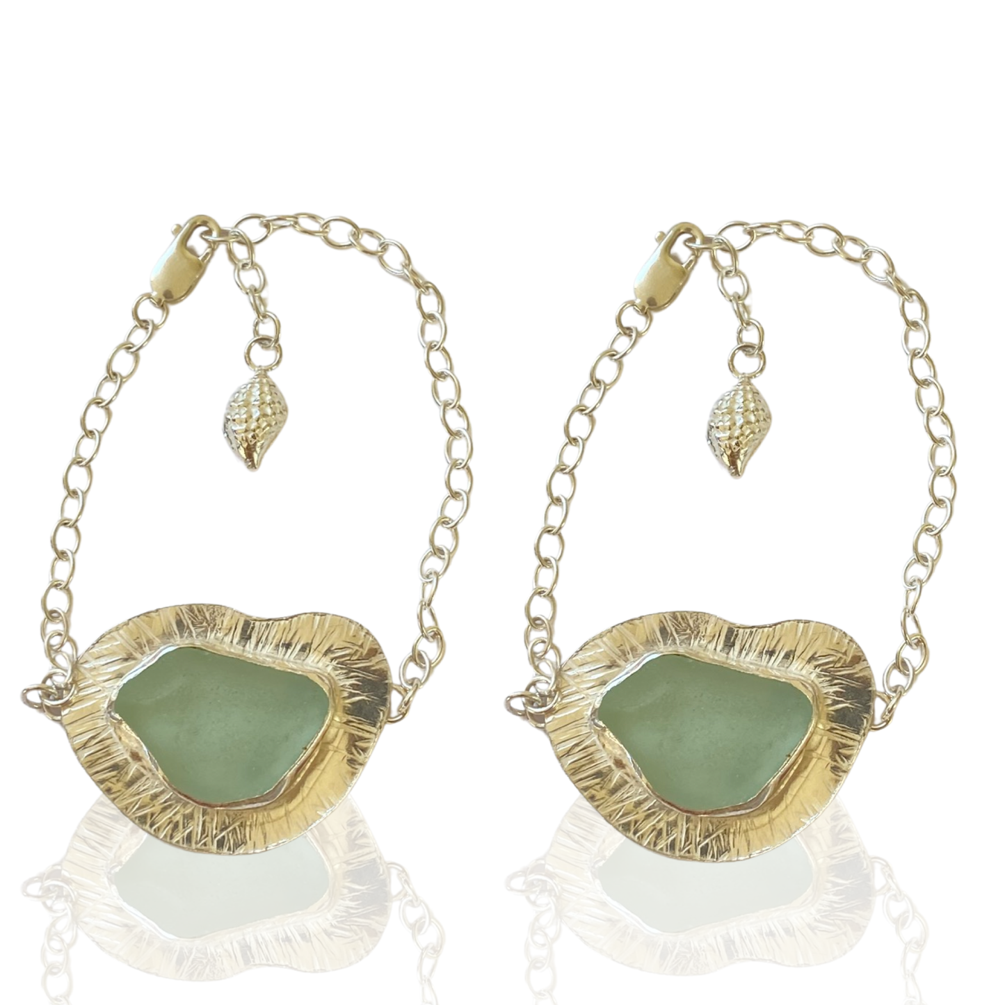 Ocean Sea Glass with Charm Earrings - Love Beach Beads