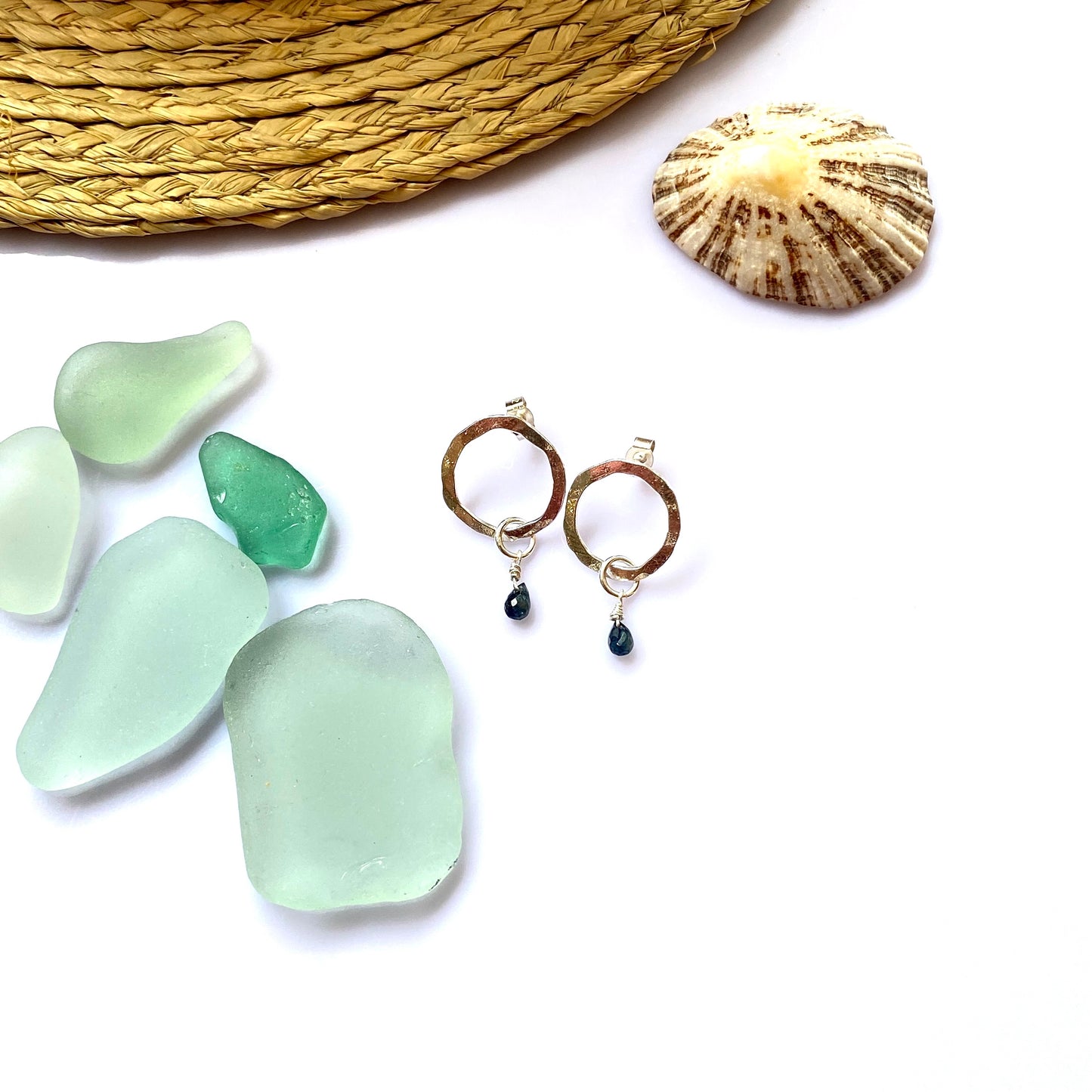 Sapphire Silver Earrings - Love Beach Beads