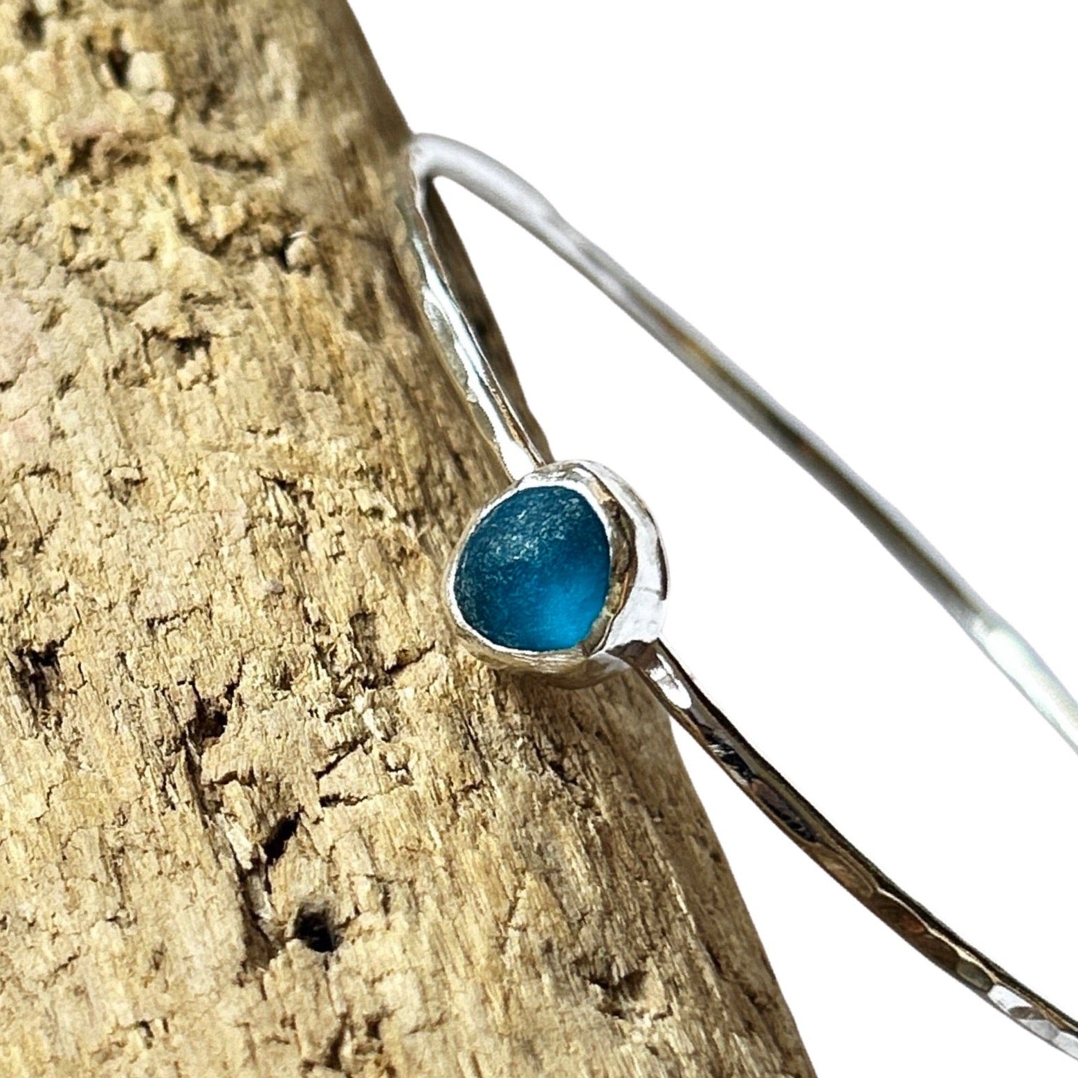Ocean Sea Glass Bangle - SilverLines Jewellery