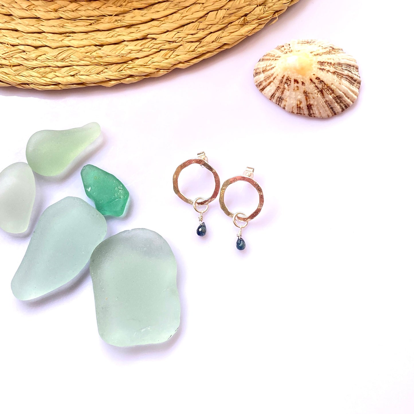 Sapphire Silver Earrings - Love Beach Beads