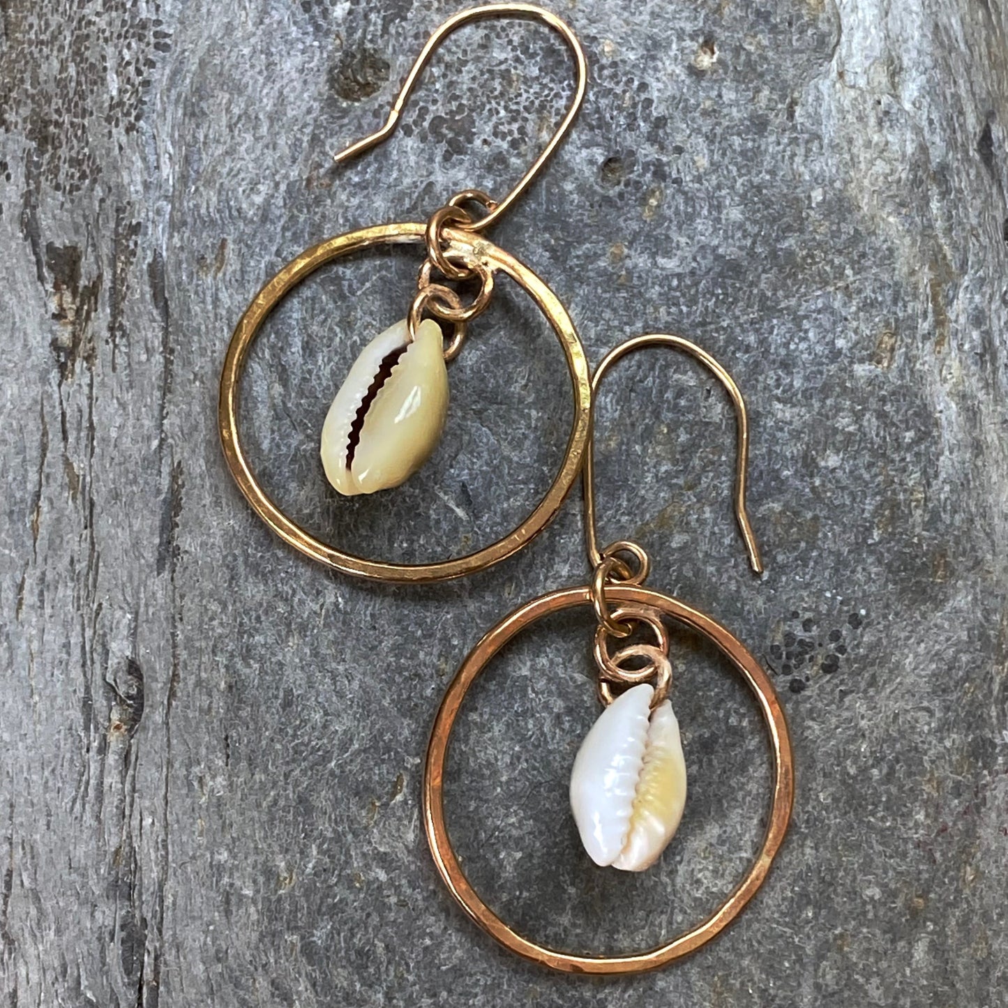 Gold Hoop Cowrie Earrings - Love Beach Beads