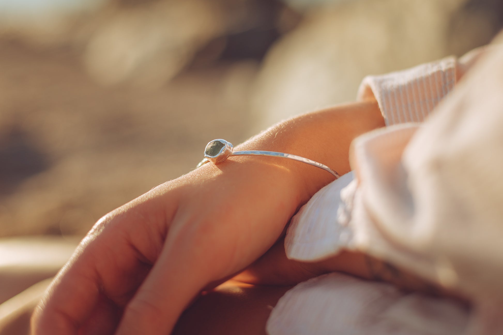 Ocean Sea Glass Bangle - SilverLines Jewellery