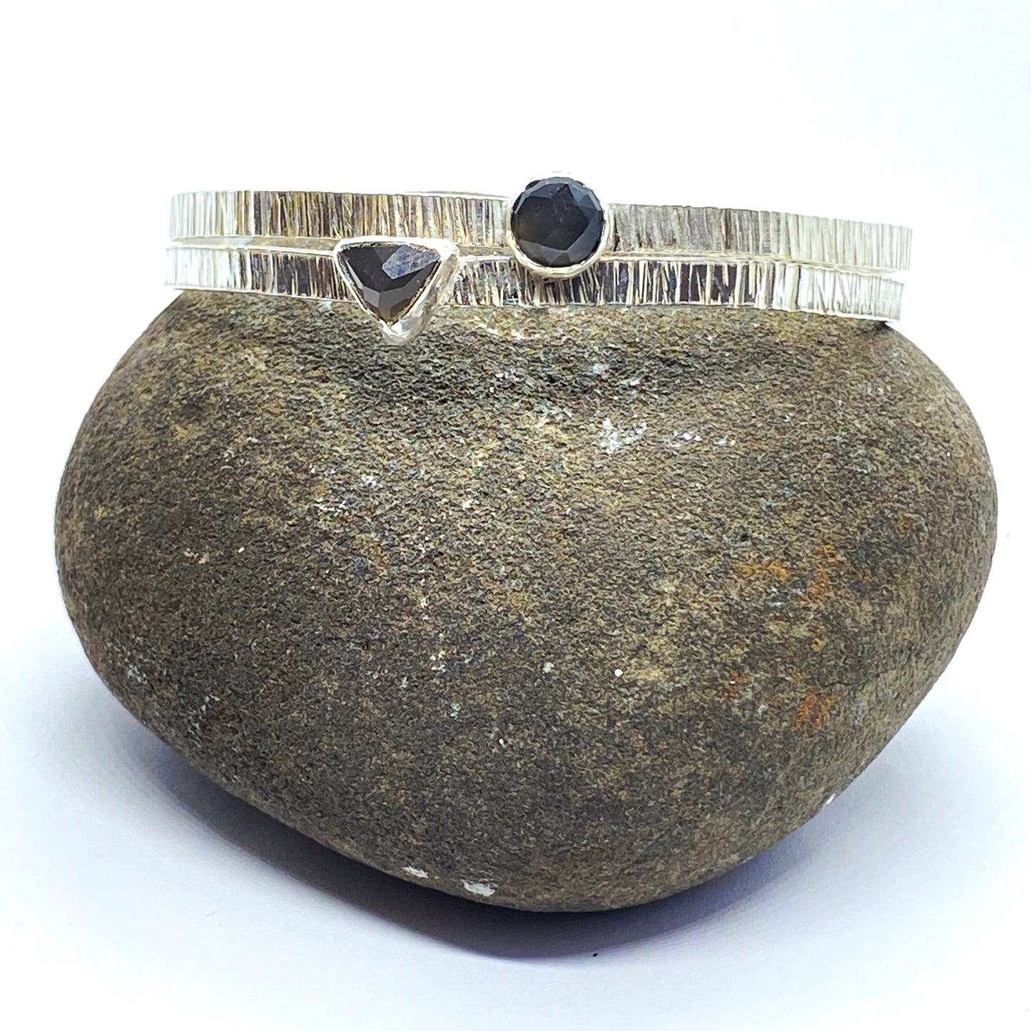 Moonstone Silver Bangles - Love Beach Beads