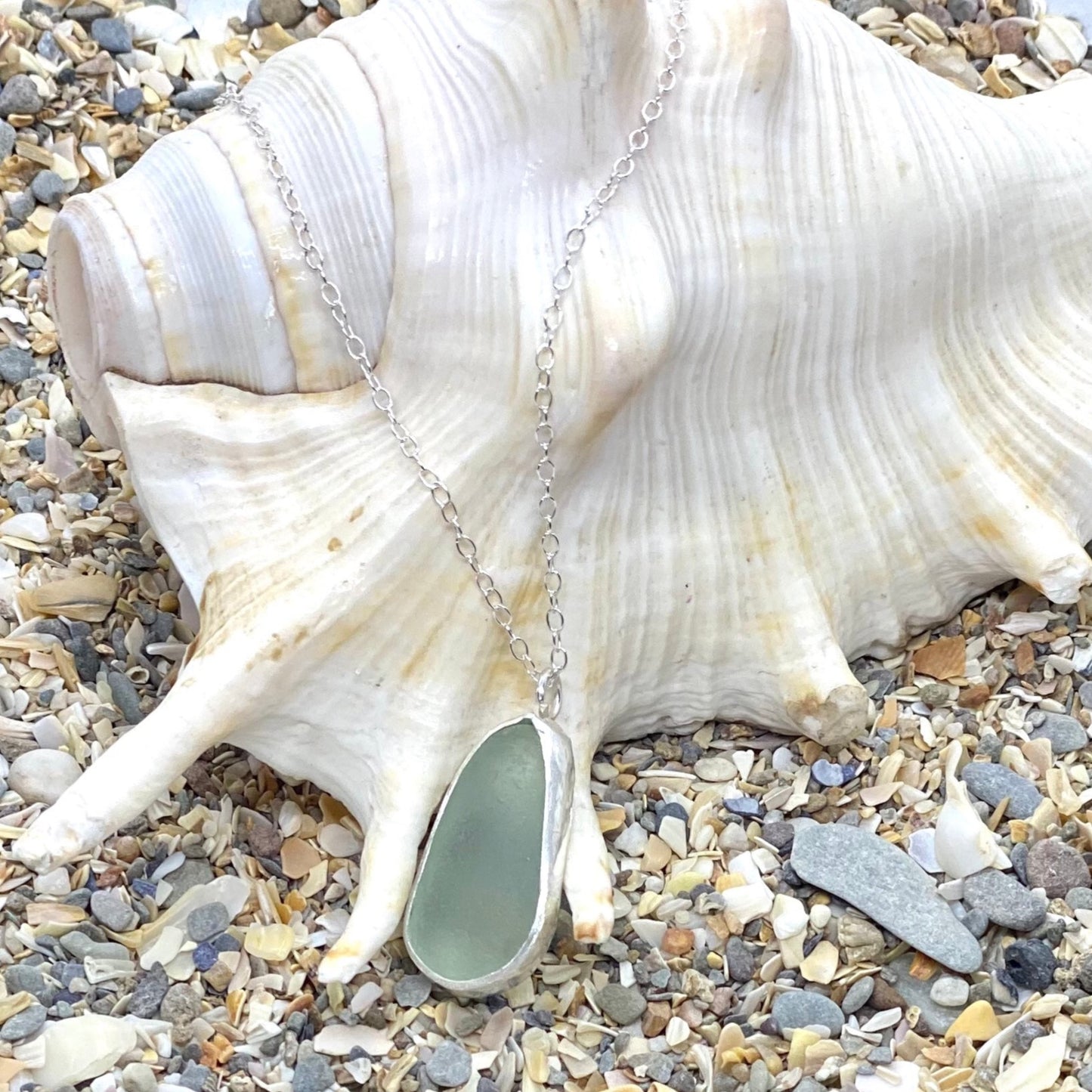 Ocean Sea Glass Necklace Sea Foam - Love Beach Beads