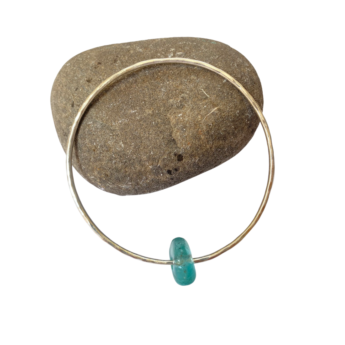 Silver Sea Glass Bangle - Love Beach Beads