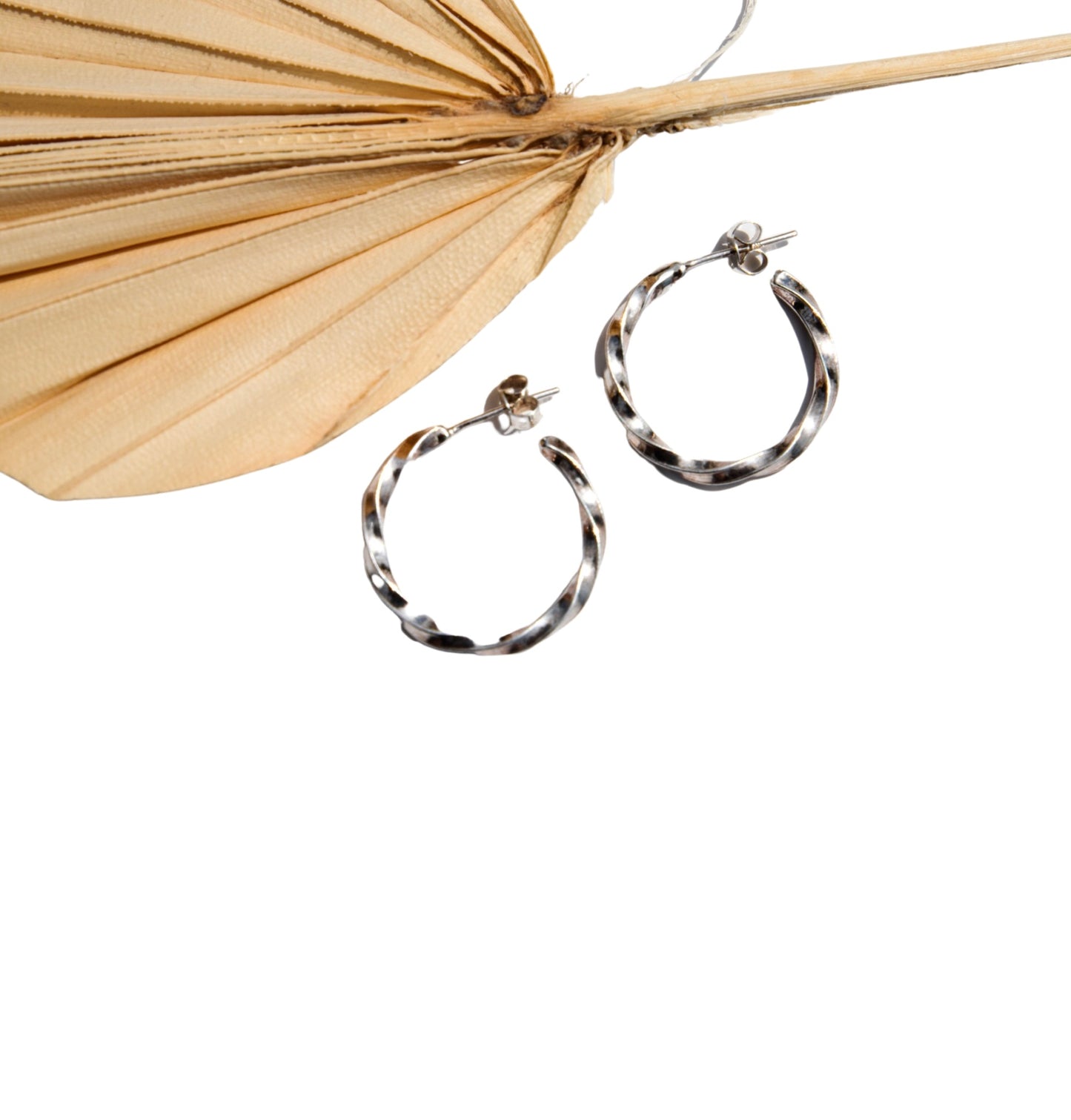 Twisted Silver Hoops - Love Beach Beads