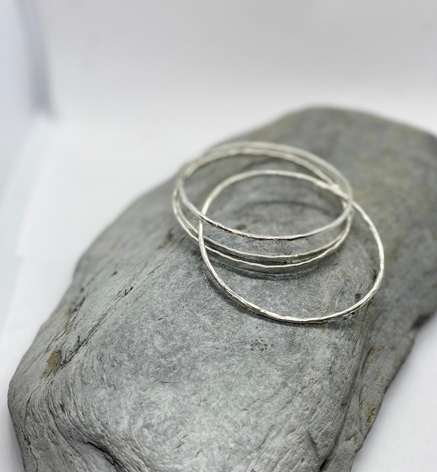 Silver Hammered Bangle - Love Beach Beads