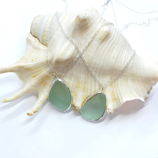 Ocean Sea Glass Necklace Sea Foam - SilverLines Jewellery