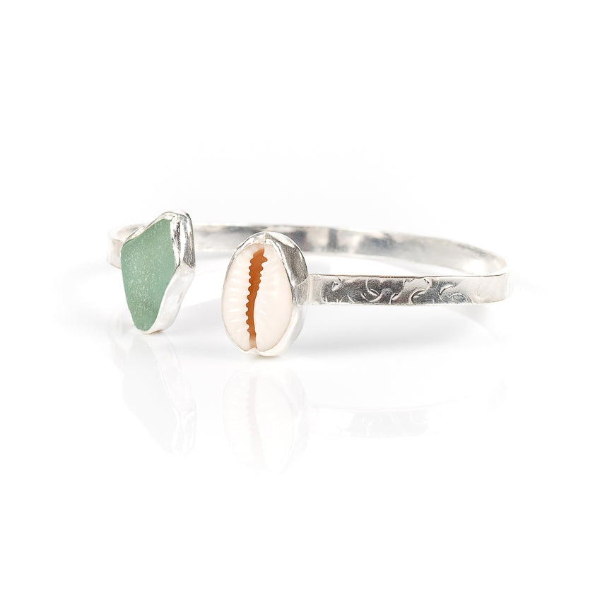 Sea Glass Seashell  Bangle - Love Beach Beads