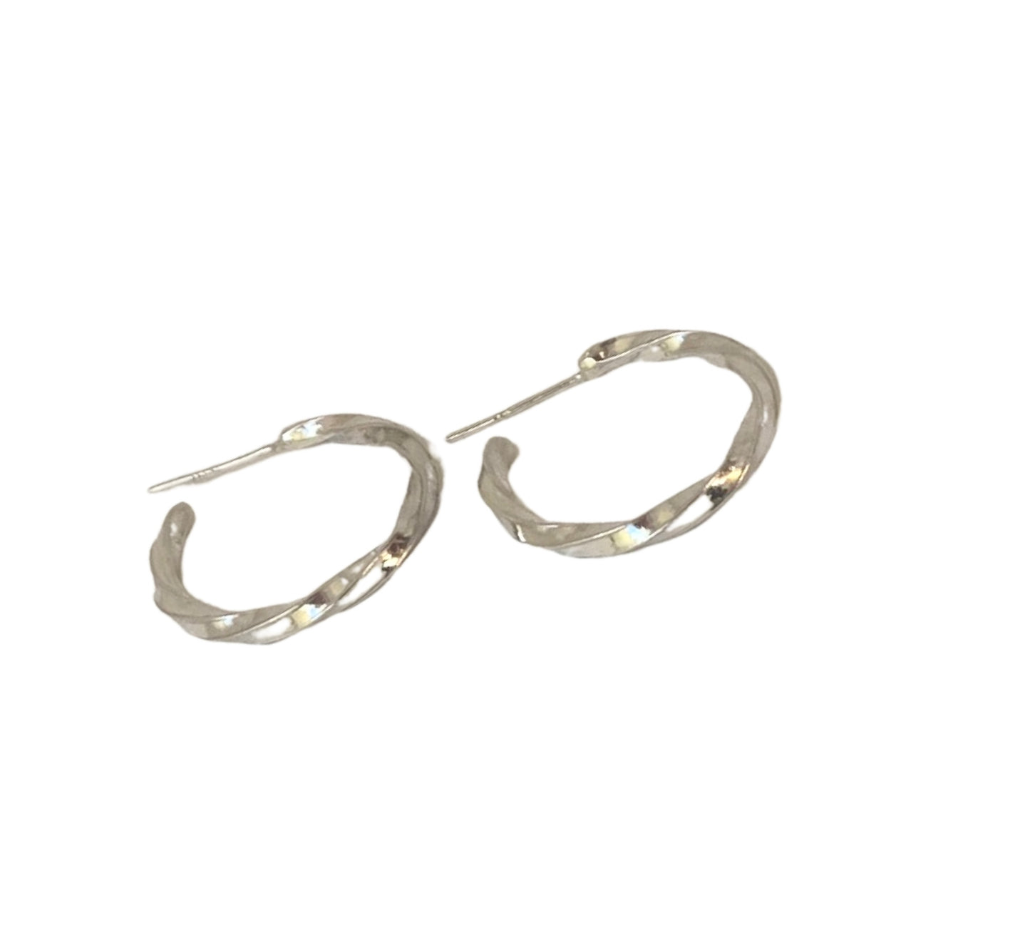 Twisted Silver Hoops Earrings - SilverLines Jewellery