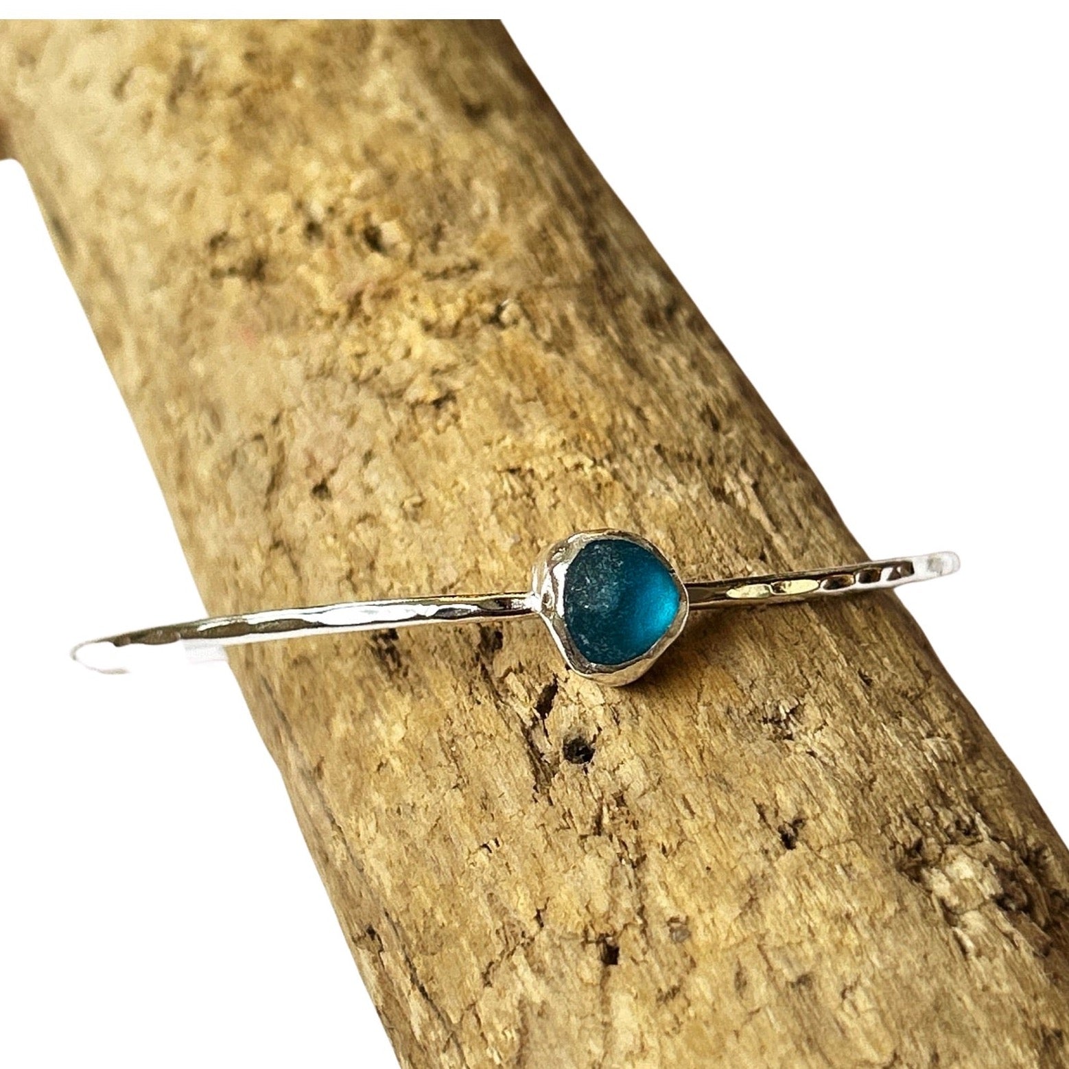 Ocean Sea Glass Bangle - SilverLines Jewellery