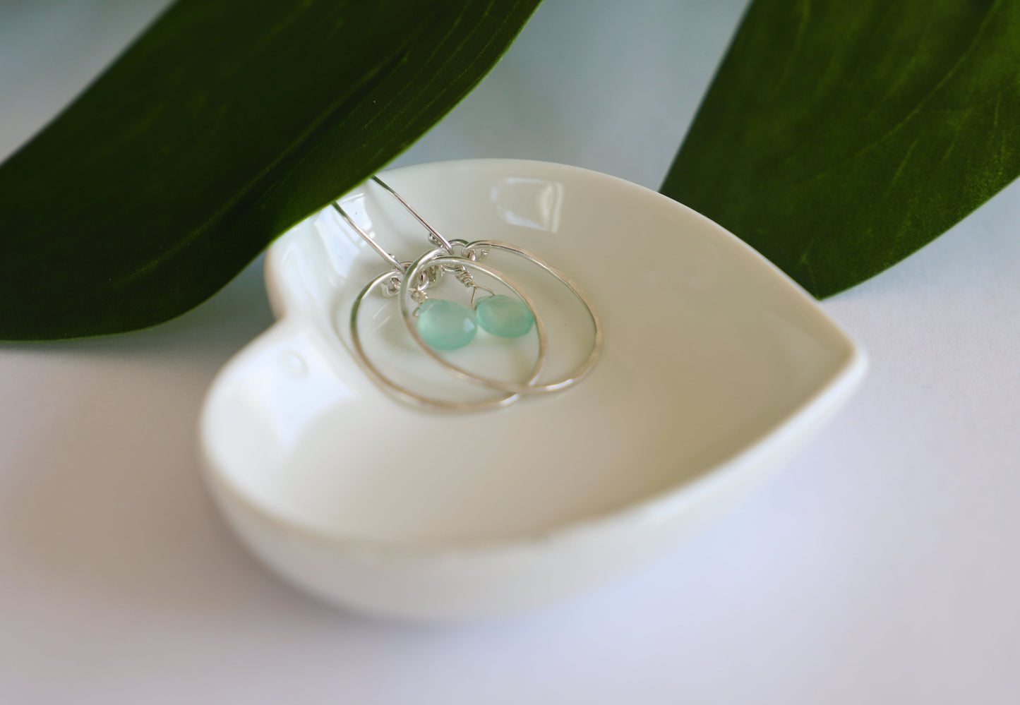 Chalcedony Silver Hoop Earrings - Love Beach Beads