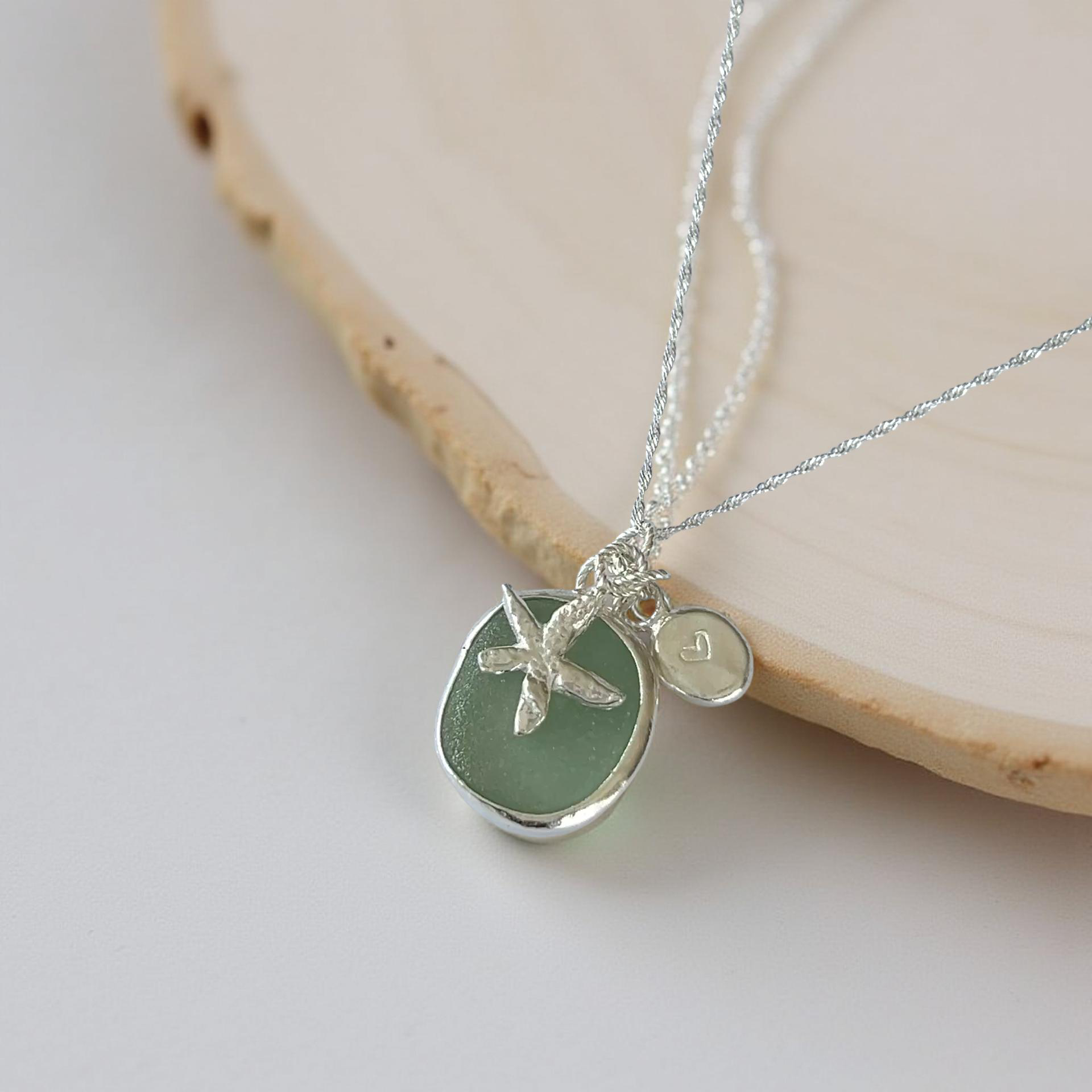 Sea Glass Charm Necklace - Silver Lines Jewellery