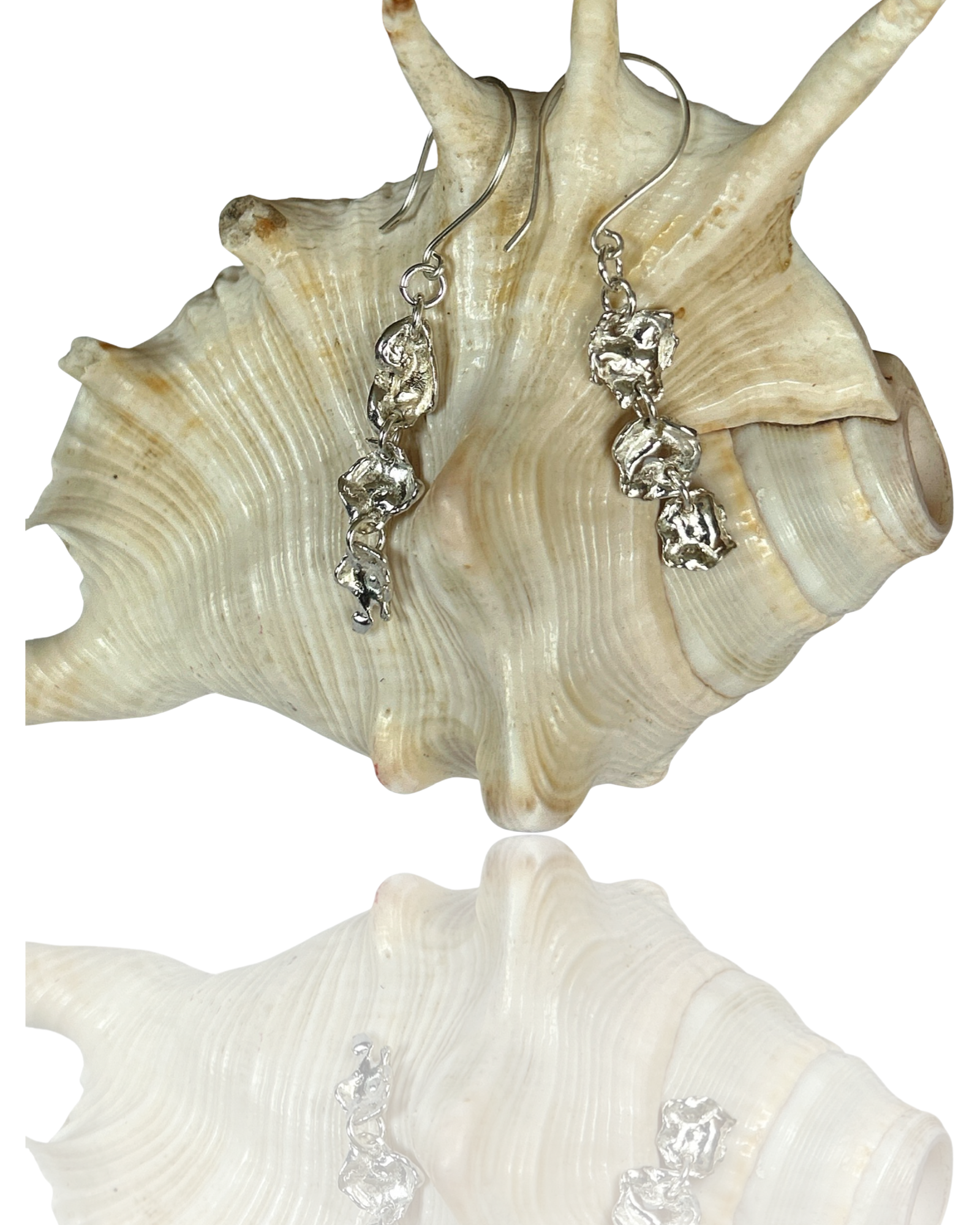Sterling Silver  Nugget Drop Earrings - Silver Lines Jewellery