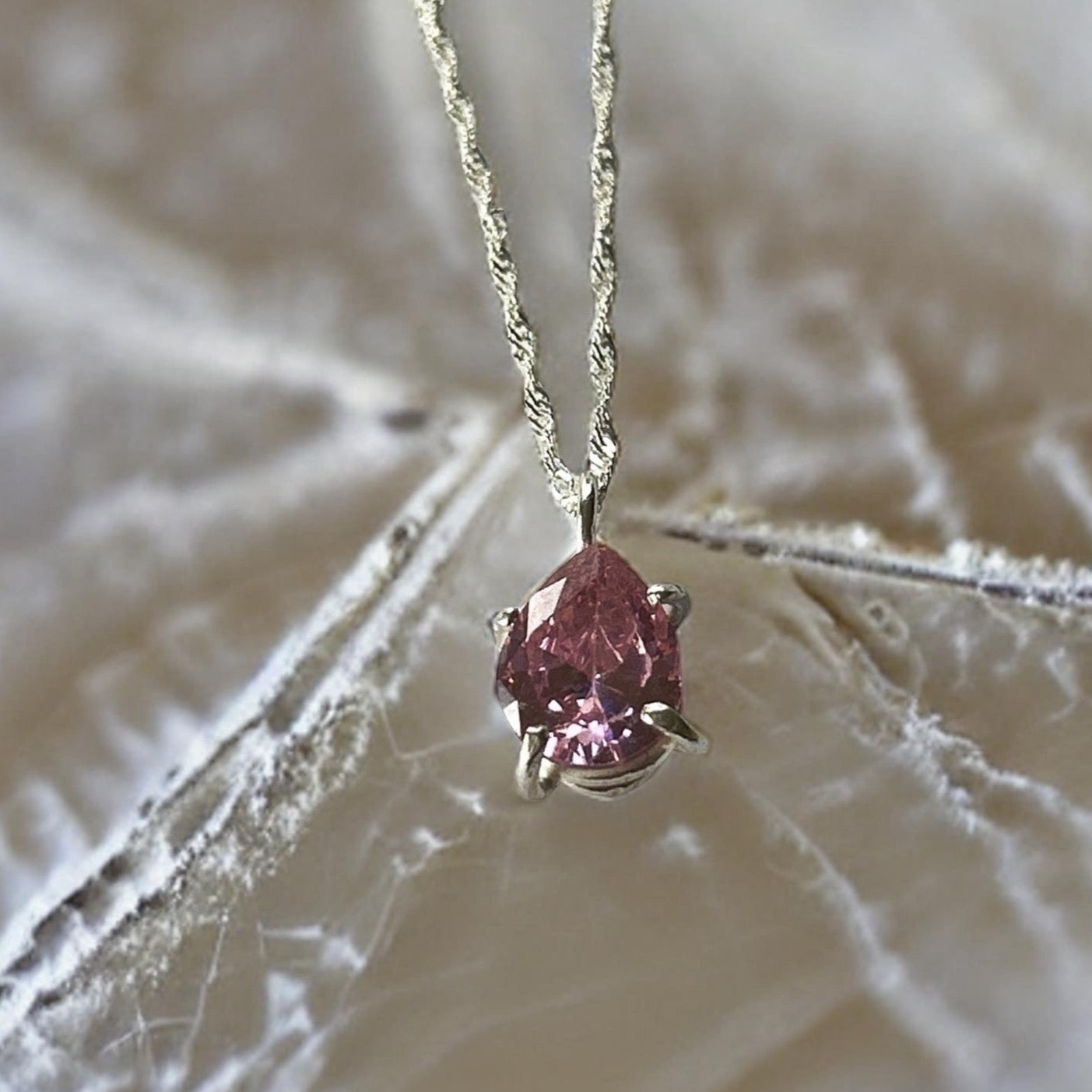 Pink Cubic Zirconia Necklace - Silver Lines Jewellery
