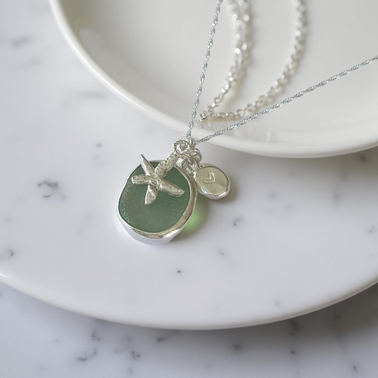Sea Glass Charm Necklace - Silver Lines Jewellery
