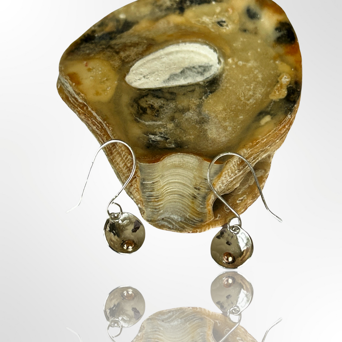Silver Disc Earrings With Gold - Silver Lines Jewellery