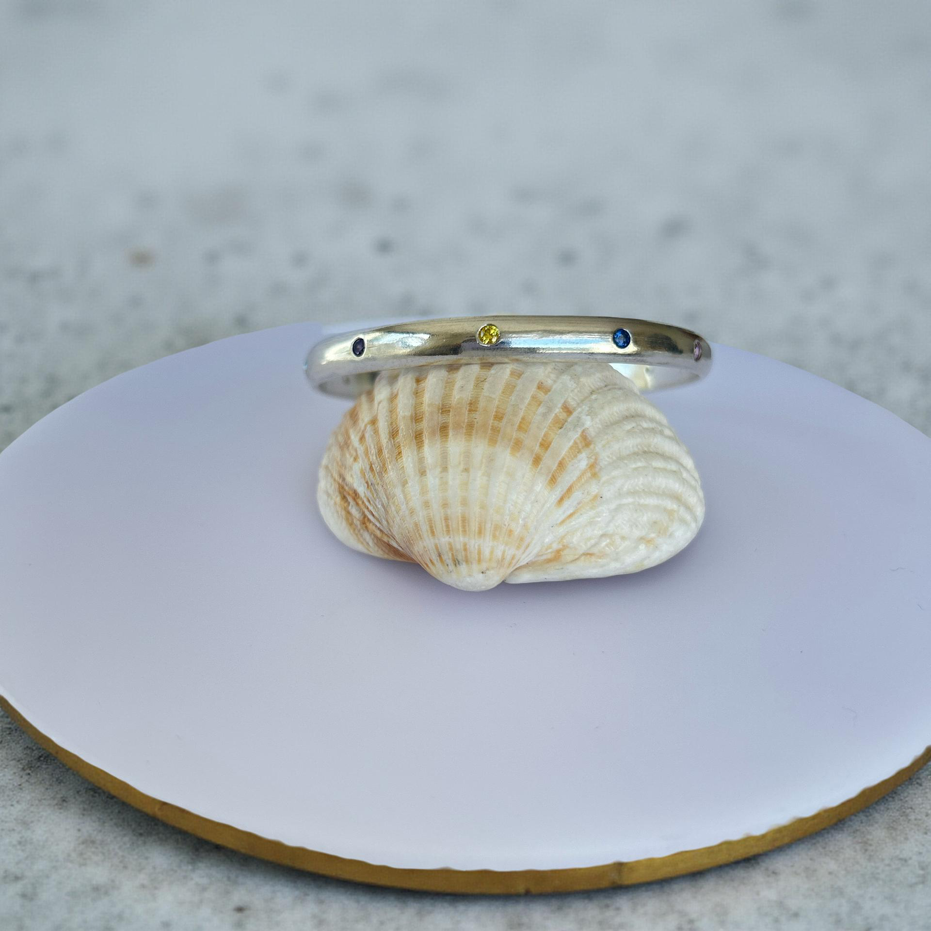 Artisan Silver Cuff with Zirconia - Silver Lines Jewellery