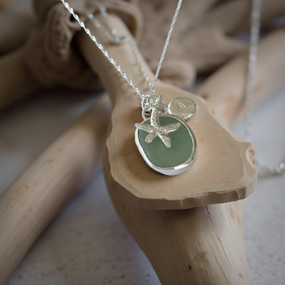 Sea Glass Charm Necklace - Silver Lines Jewellery