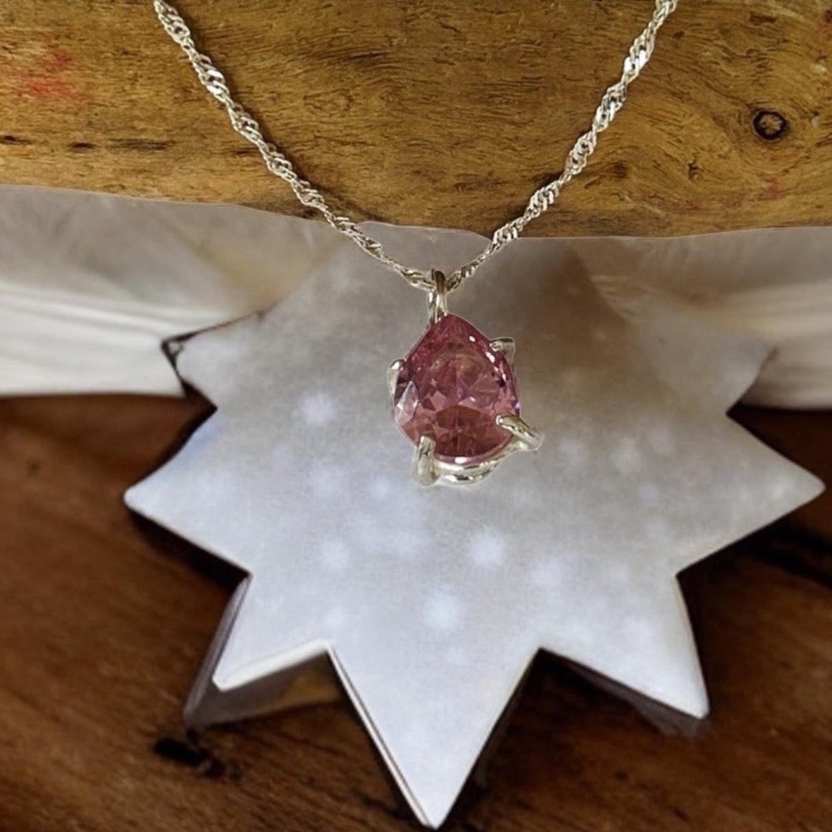 Pink Cubic Zirconia Necklace - Silver Lines Jewellery