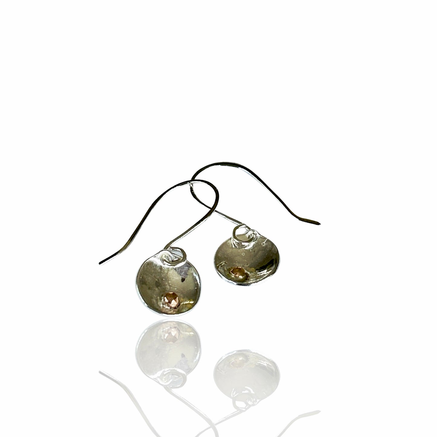 Silver Disc Earrings With Gold - Silver Lines Jewellery