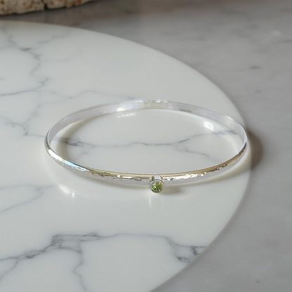 Peridot Silver Bangle - SilverLines Jewellery
