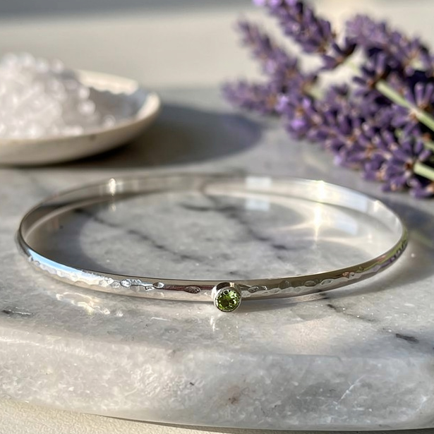 Peridot Silver Bangle - SilverLines Jewellery