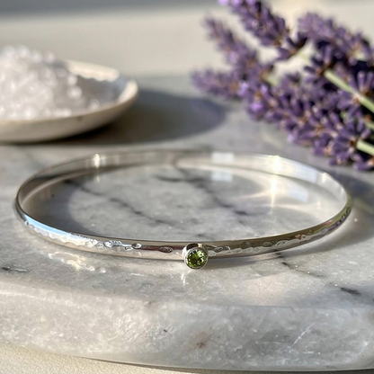Peridot Silver Bangle - SilverLines Jewellery