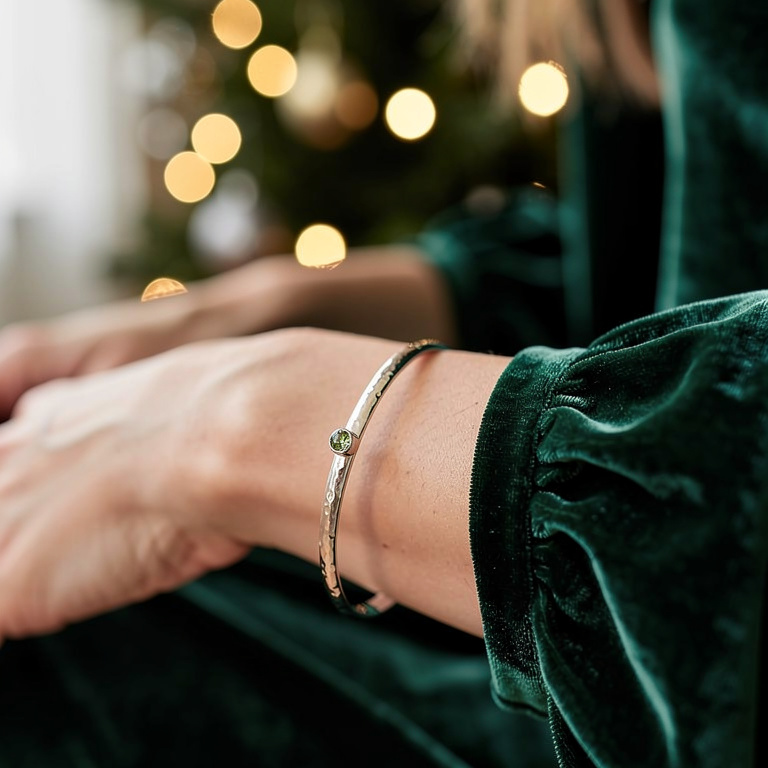 Peridot Silver Bangle - SilverLines Jewellery