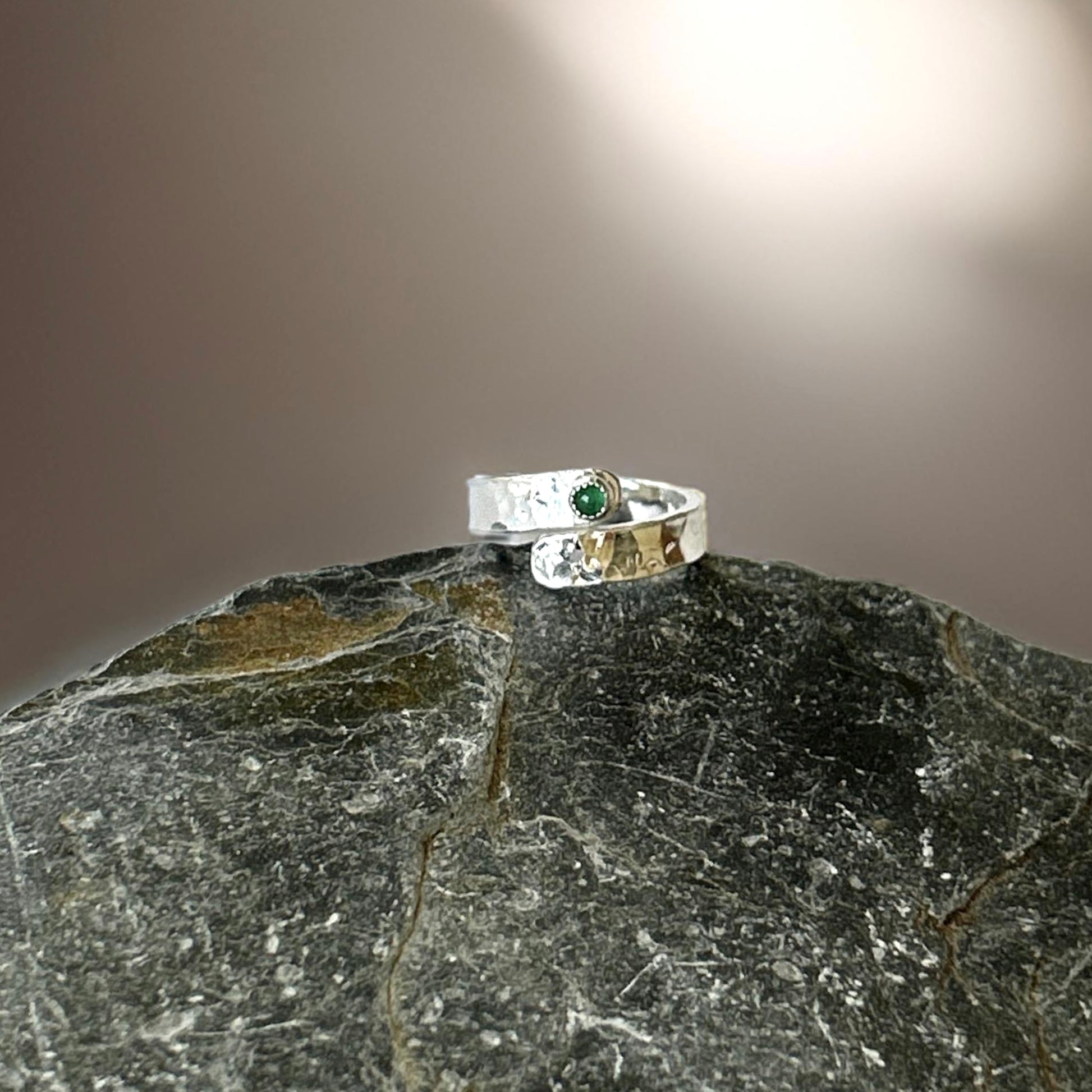 Emerald Silver Wrap Ring - Silver Lines Jewellery