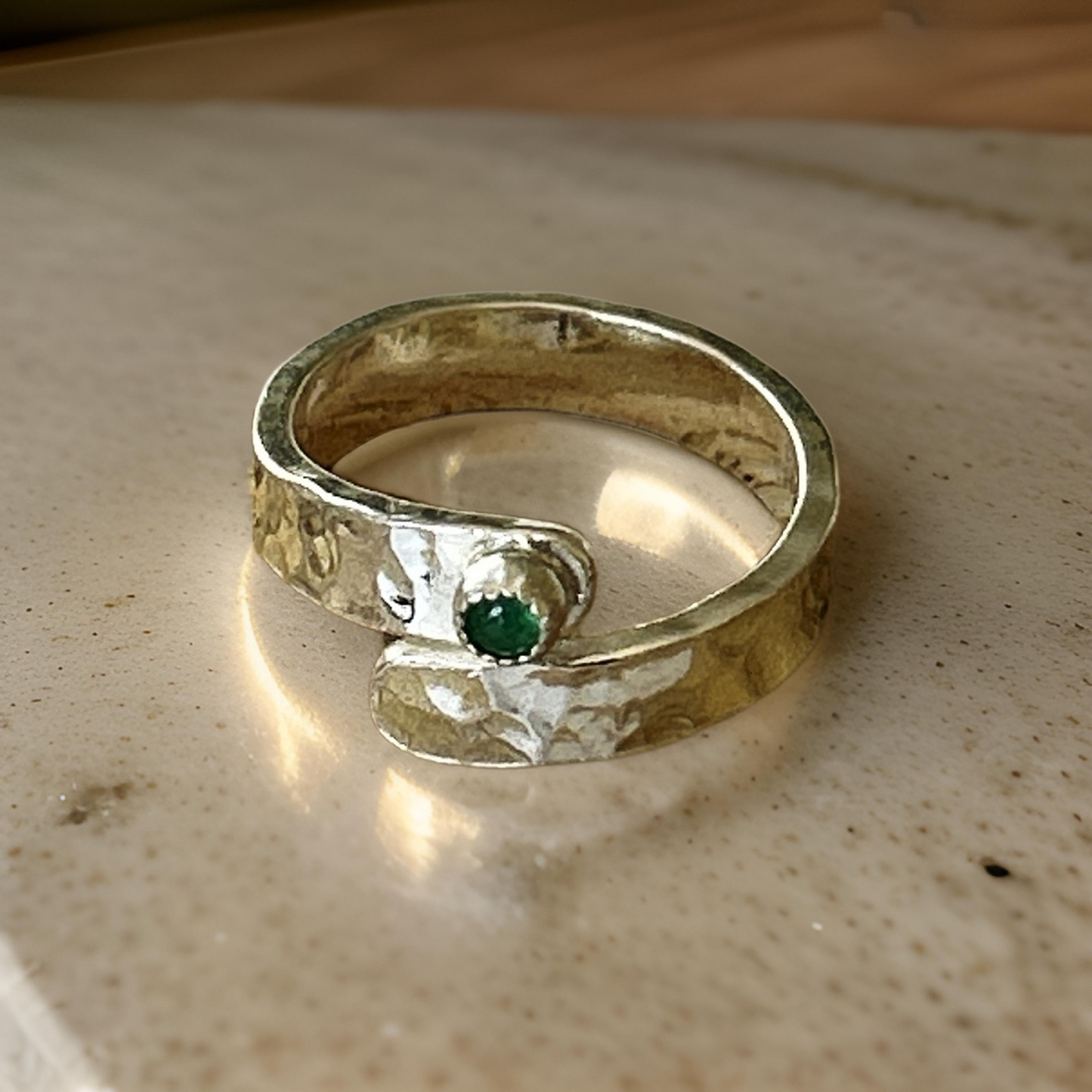 Emerald Silver Wrap Ring - Silver Lines Jewellery