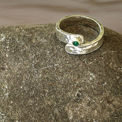 Emerald Silver Wrap Ring - Silver Lines Jewellery