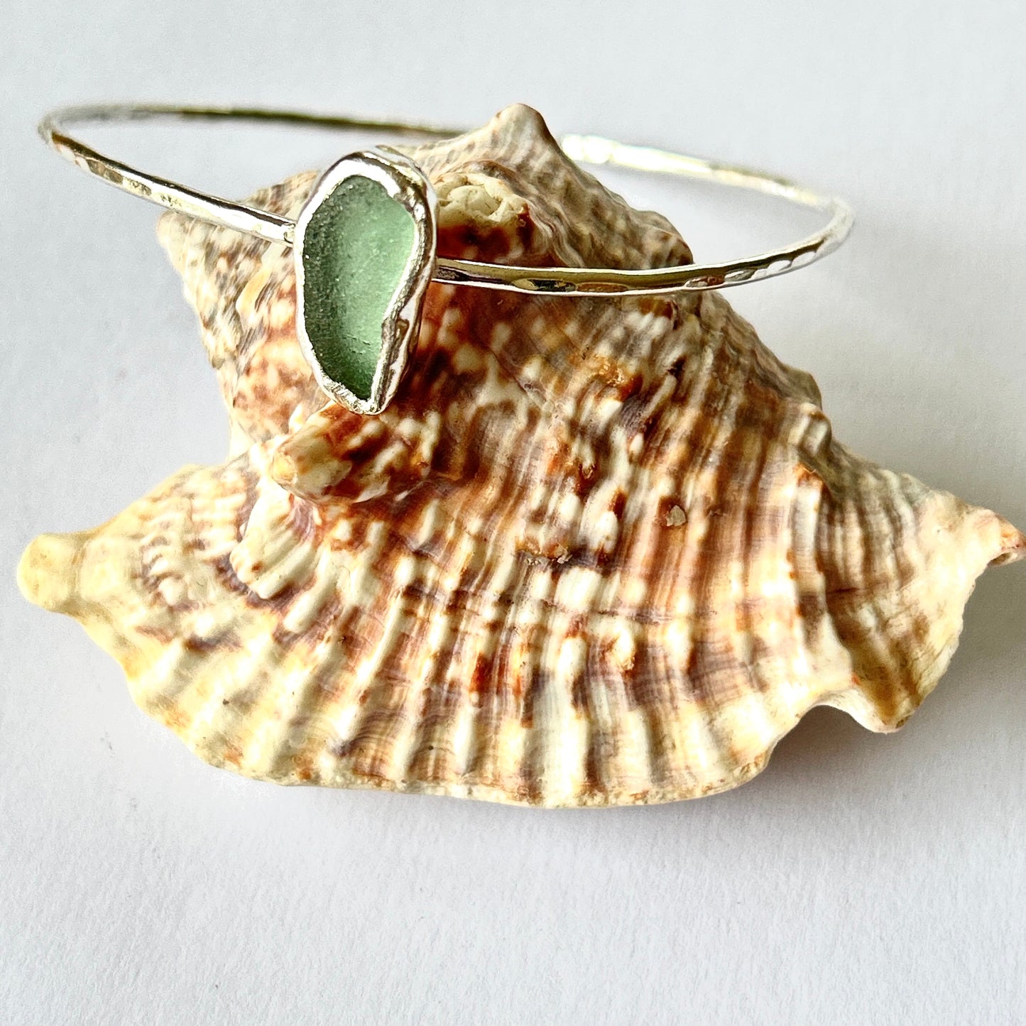 Ocean Sea Glass Bangle - Silver Lines Jewellery