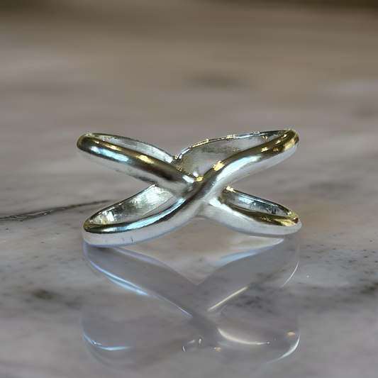Silver Crossover Ring - SilverLines Jewellery