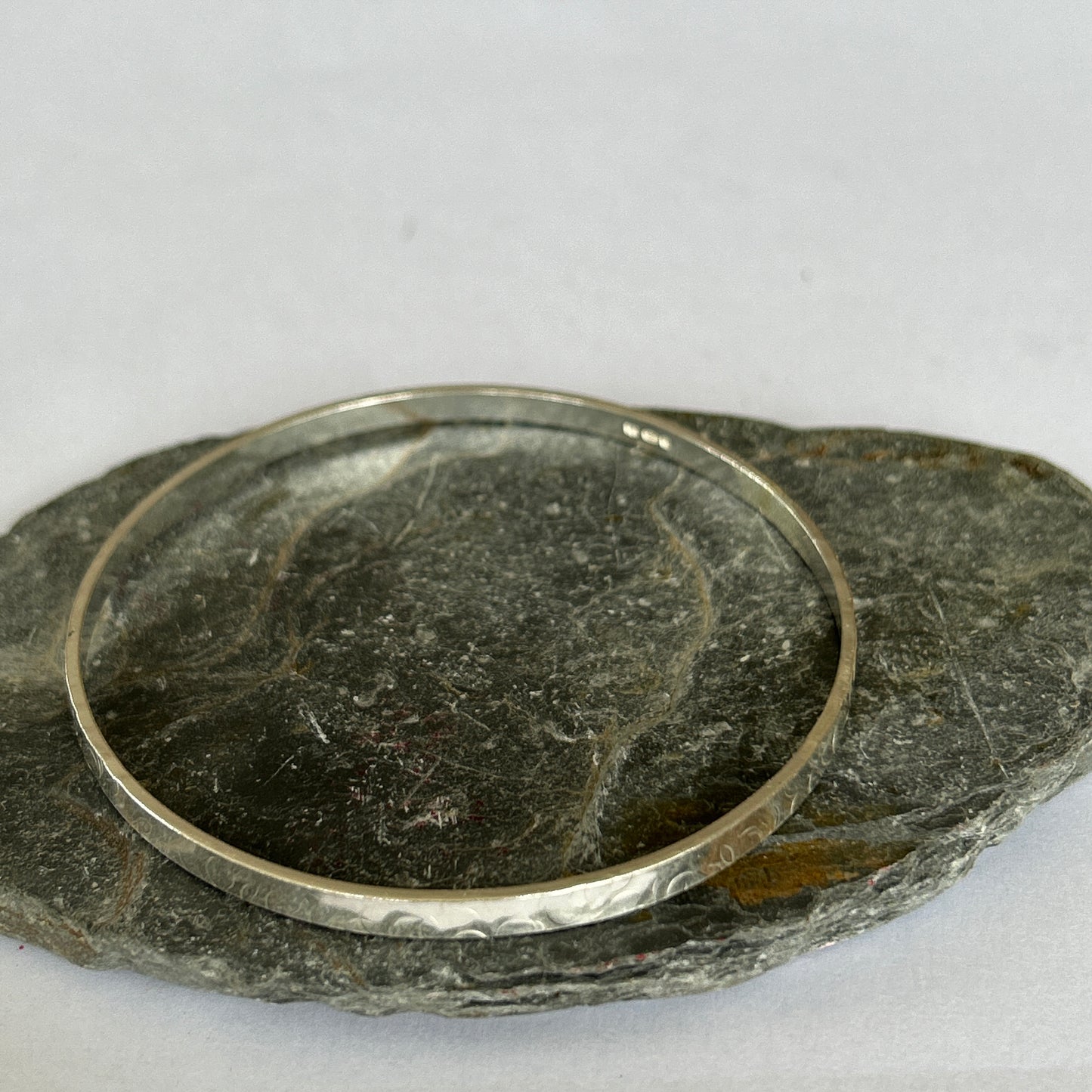 Artisanal Silver Textured Bangle - Silver Lines Jewellery