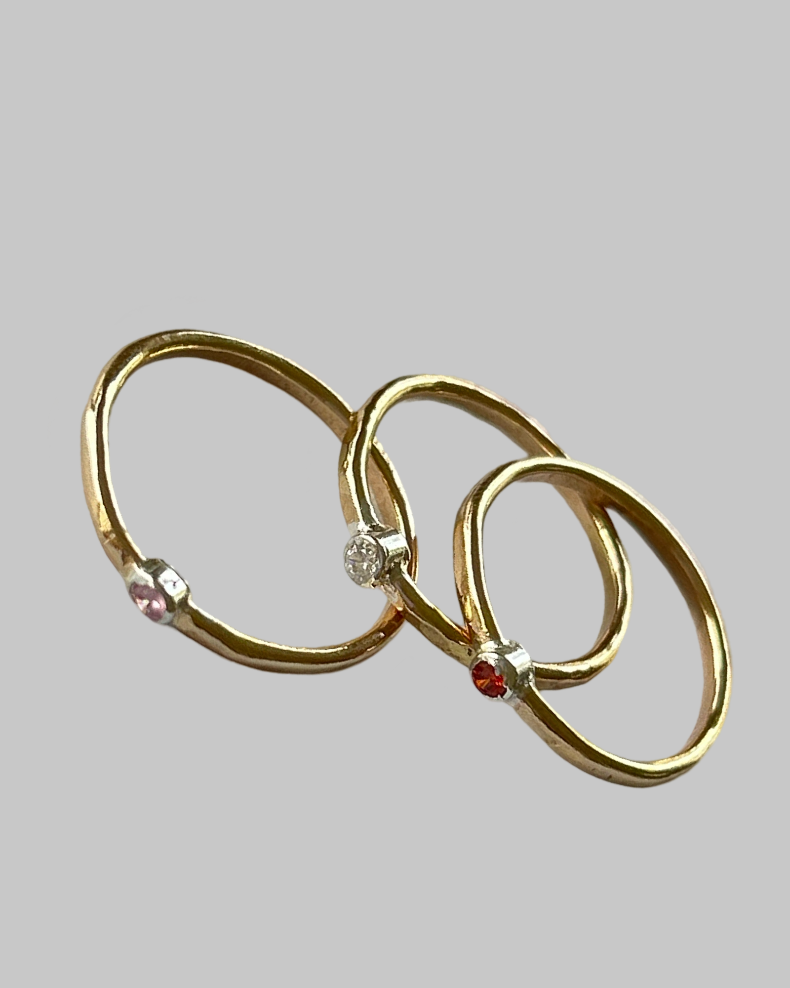 Gold stacking Rings With Cubic Zirconia - Silver Lines Jewellery
