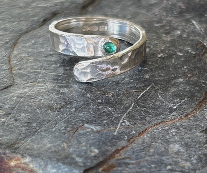 Emerald Silver Wrap Ring - Silver Lines Jewellery