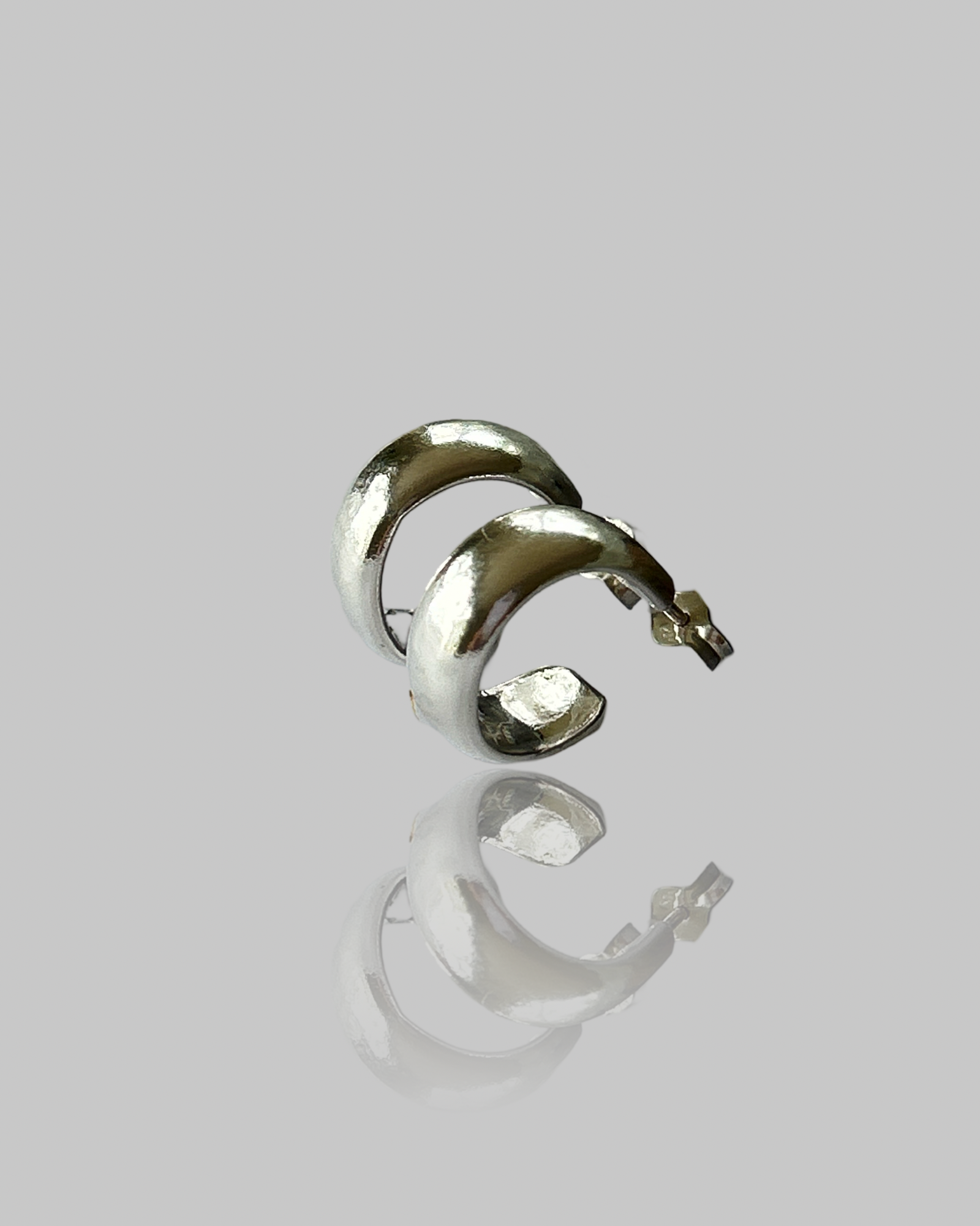 Silver Small Hoop Studs - Silver Lines Jewellery