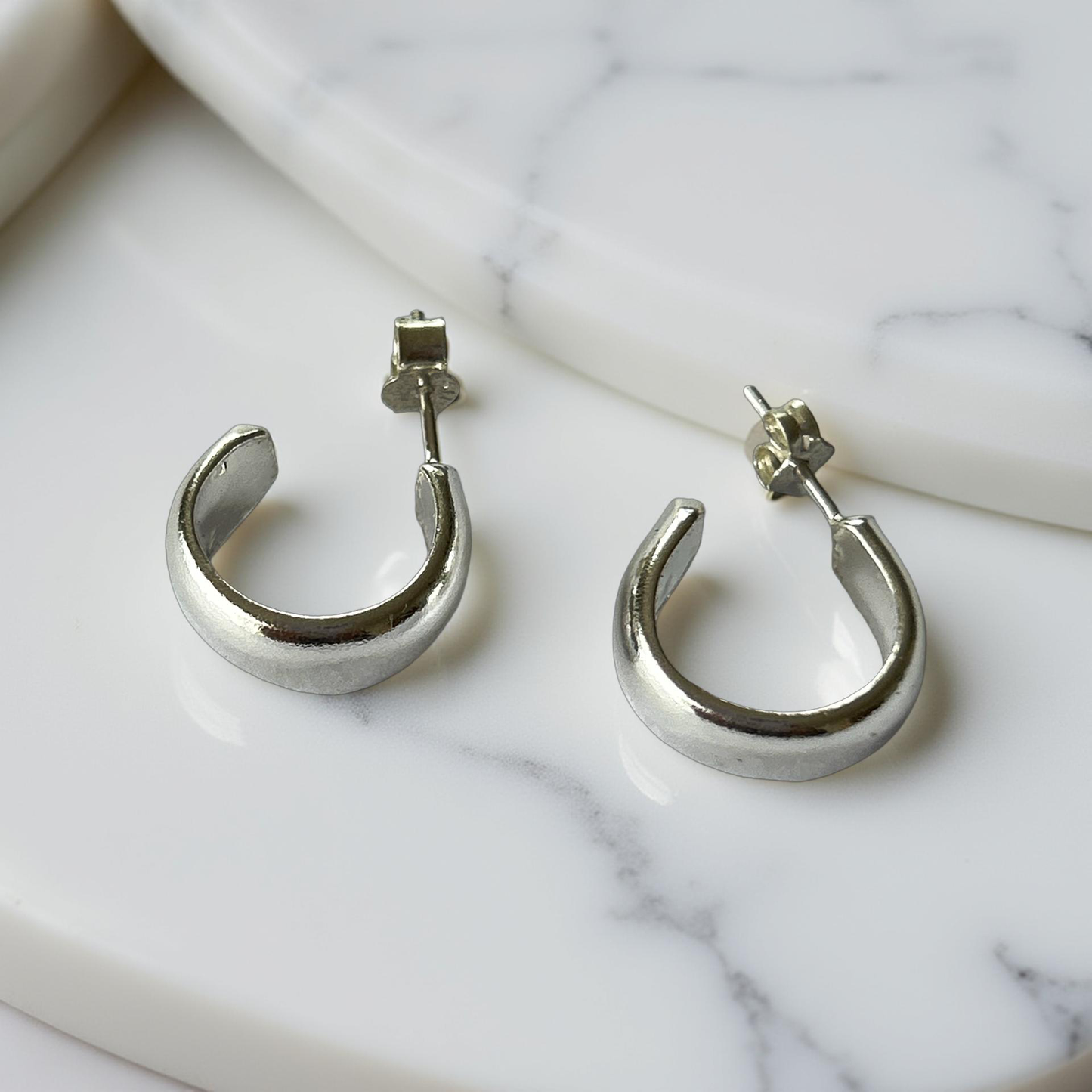 Silver Small Hoop Studs - Silver Lines Jewellery