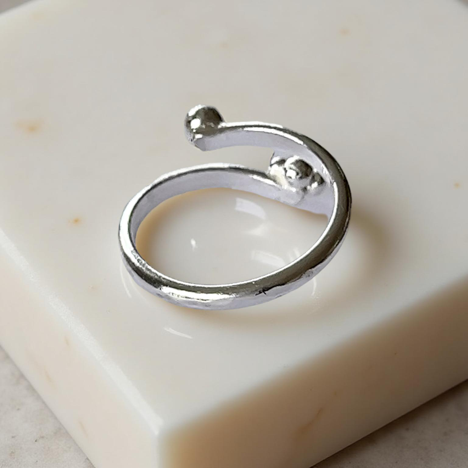 Dainty Turquoise Granulated Wrap Ring - Silver Lines Jewellery