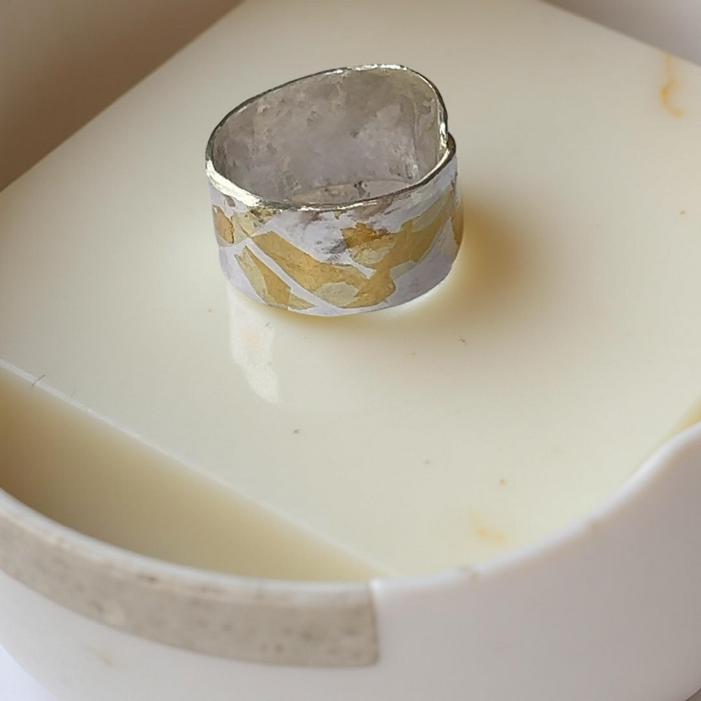 Silver And Gold Wrap Ring With Peridot - Silver Lines Jewellery