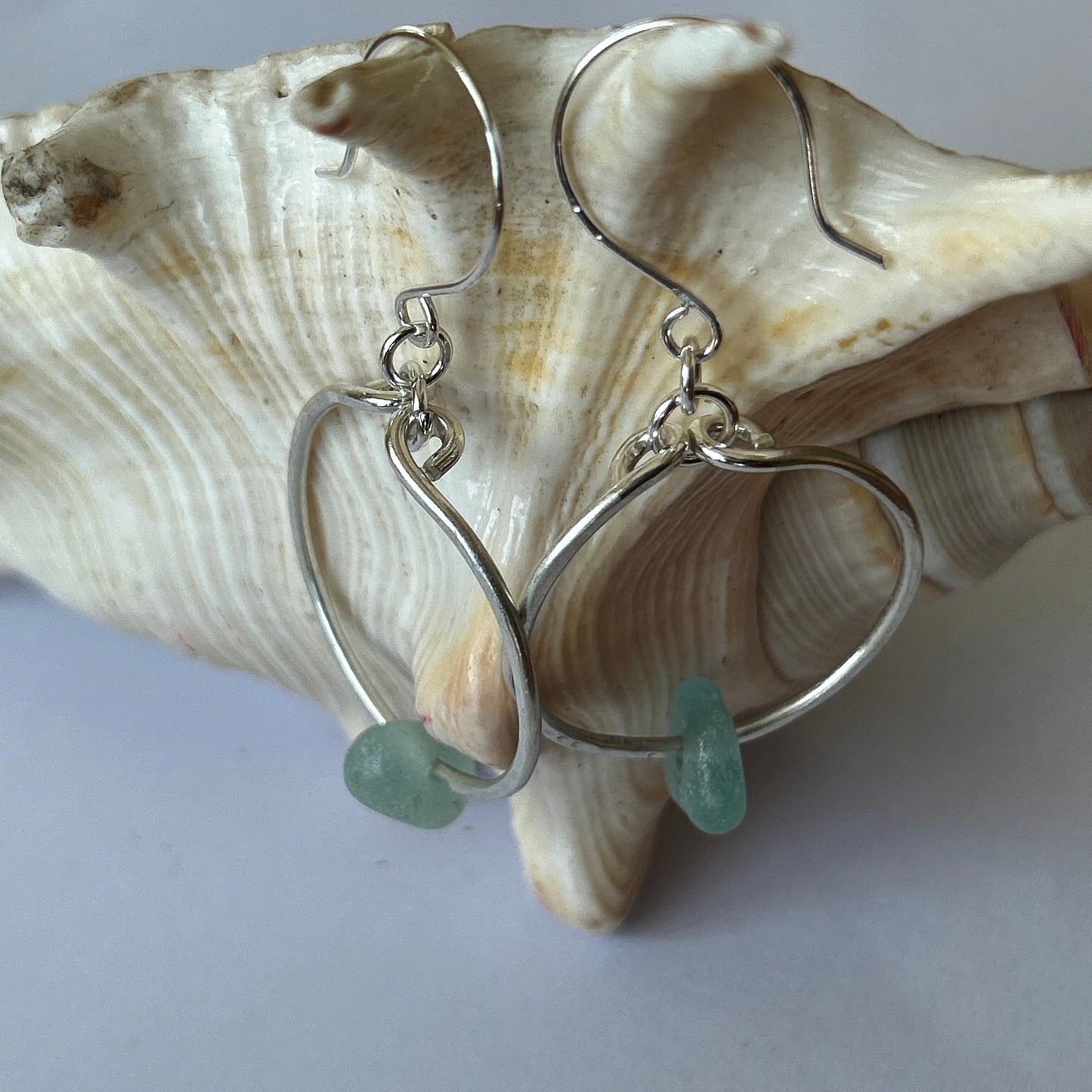Silver Sea Glass Hoop Earrings - Silver Lines Jewellery