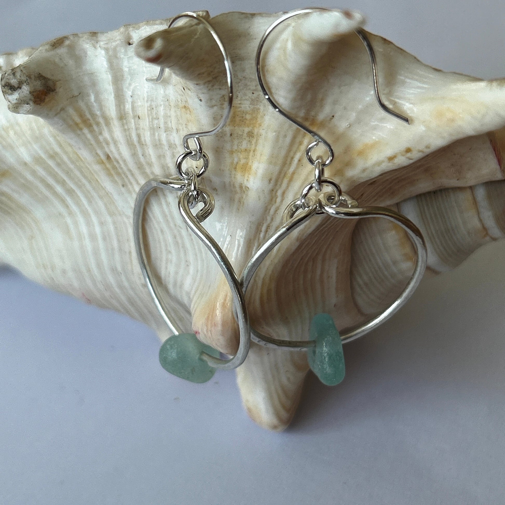 Silver Sea Glass Hoop Earrings - Silver Lines Jewellery