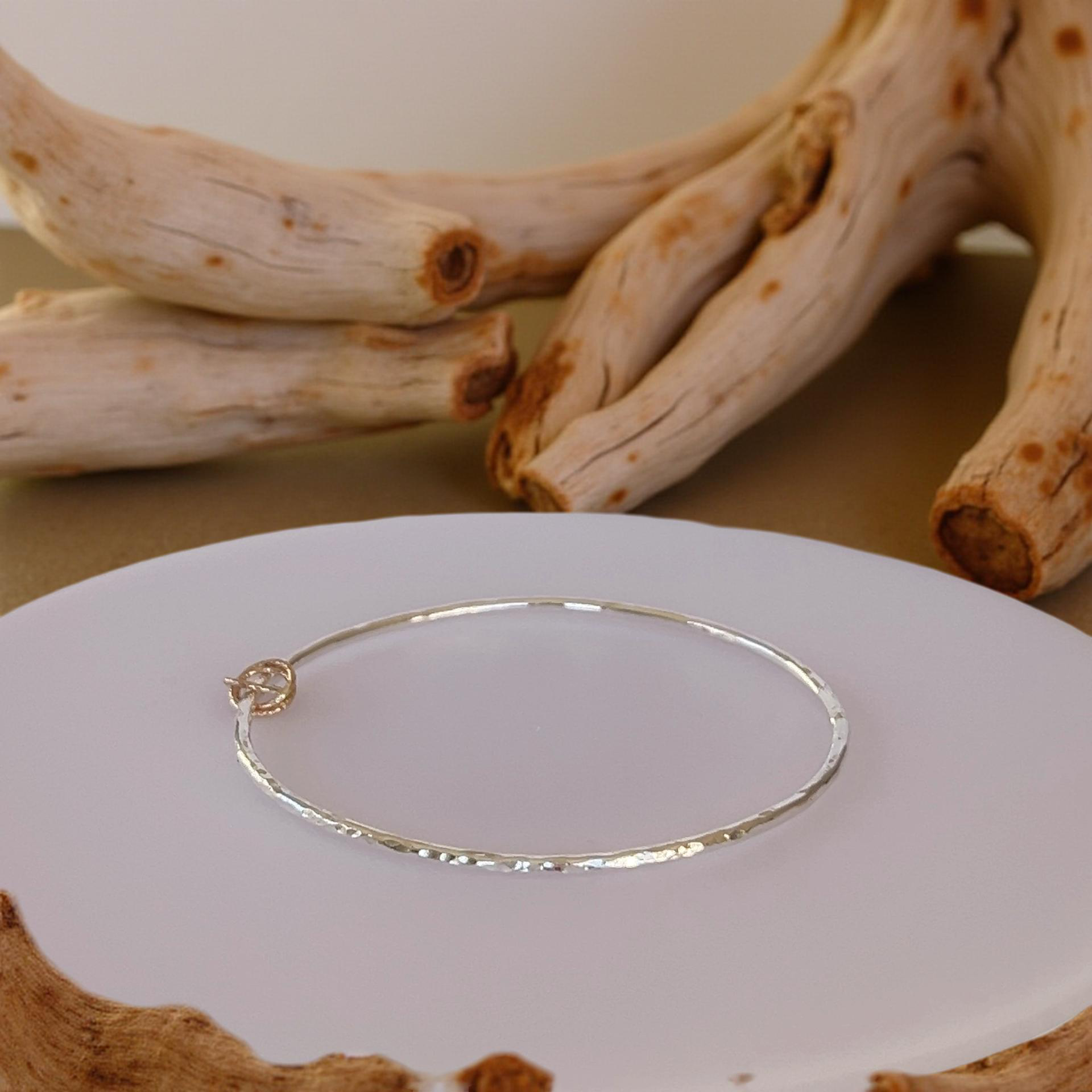 Silver Bangle with Gold Rings - SilverLines Jewellery