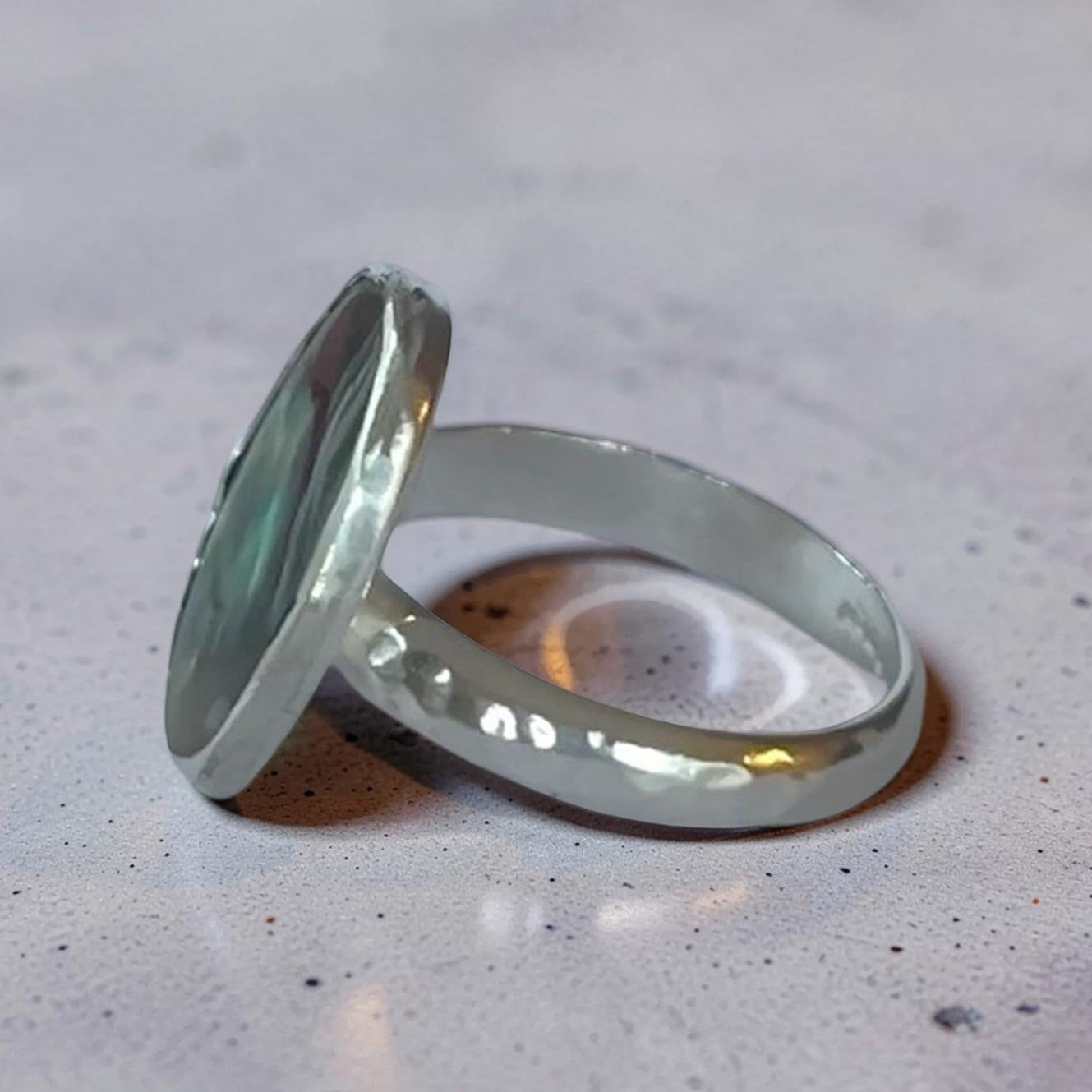 Silver Paua Shell Ring - Silver Lines Jewellery