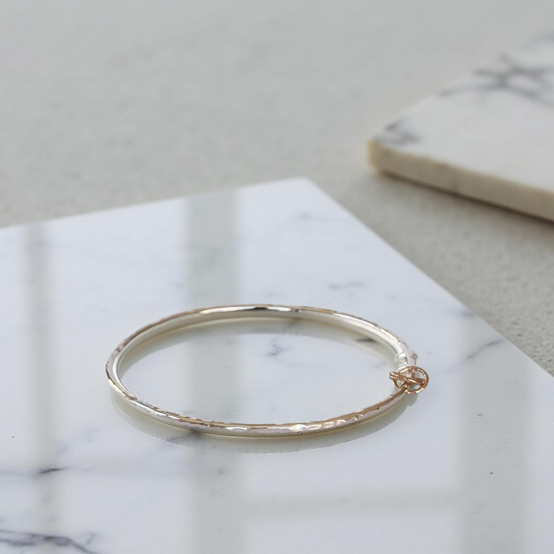Silver Bangle with Gold Rings - SilverLines Jewellery