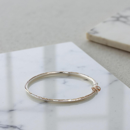 Silver Bangle with Gold Rings - SilverLines Jewellery