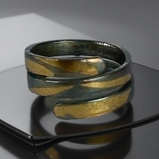 Keum Boo Oxidised Silver & Gold Wrap Ring - SilverLines z
Jewellery