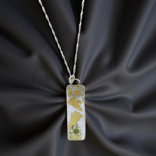 Sterling silver And Gold Keum Boo Pendant With Peridot